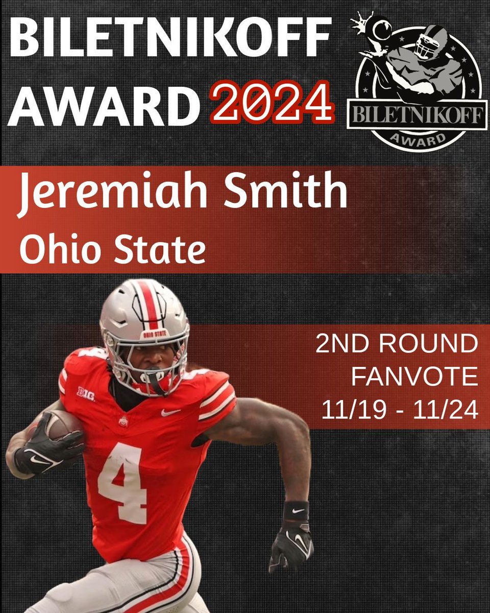 biletnikoffawrd's tweet image. Fans can vote for Jeremiah on FanVote! Biletnikoffaward.com/fan-vote. The aggregate fan tally will be counted toward official national selection committee votes to determine the Biletnikoff Award winner. #OutstandingReceiver #NCFAA