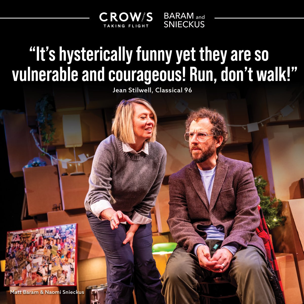 Be prepared to laugh, but bring some tissues too!

BIG STUFF is funny, charming, touching, silly, serious, and full of love.  And stuff, there is a lot of stuff!

On Stage Now until December 8.
🎟️ crowstheatre.com/whats-on/view-…

📷 of <a href="/BaramSnieckus/">Baram & Snieckus</a> by Dahlia Katz
<a href="/MattBaram/">Matt Baram</a> <a href="/snieckus/">Naomi Snieckus</a>