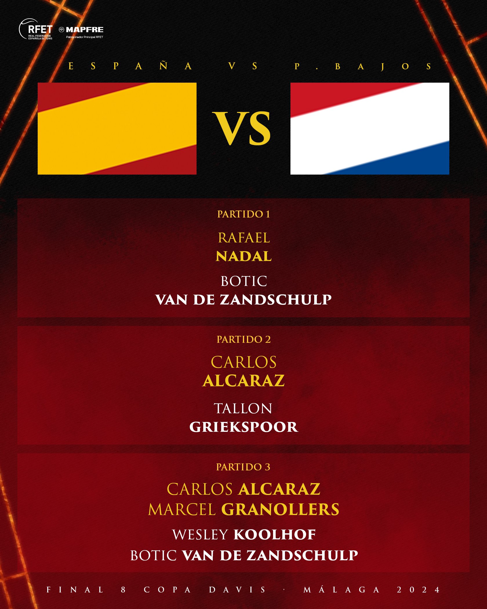 Orden de partidos del España-Holanda