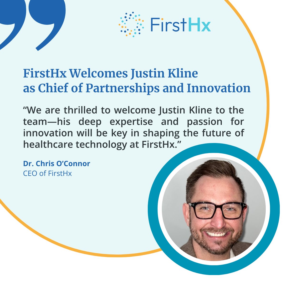 We are excited to welcome Justin Kline to FirstHx as our Chief of Partnerships and Innovation!

Justin's leadership and expertise will prove invaluable as FirstHx strives to enhance partnerships and drive forward innovation in the healthcare tech space.

#MeetTheTeam