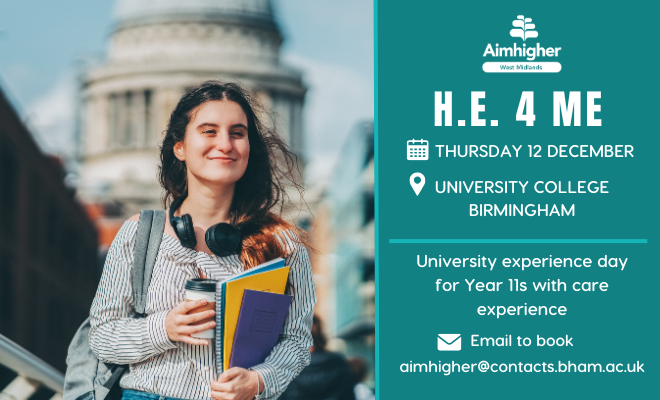 Aimhigher West Midlands (@aimhigherwm) on Twitter photo 💭Do you know someone in Year 11 & #CareExperienced?
🎓Are they interested in university and life after secondary school?
Join us for a campus experience day at <a href="/UCBofficial/">University College Birmingham</a> on Thu 12 Dec!
✨Book your places now ➡️ gck.fm/uofmb 💭Do you know someone in Year 11 & #CareExperienced?
🎓Are they interested in university and life after secondary school?
Join us for a campus experience day at <a href="/UCBofficial/">University College Birmingham</a> on Thu 12 Dec!
✨Book your places now ➡️ gck.fm/uofmb