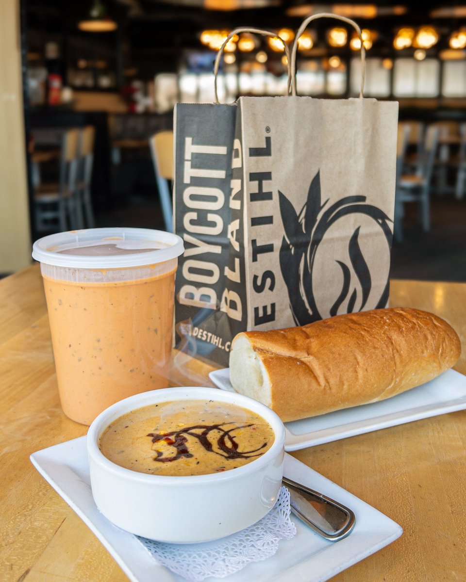 DESTIHL_Rest's tweet photo. 𝐒𝐎𝐔𝐏 𝐓𝐎 𝐆𝐎 is the perfect side to bring to a holiday gathering! All of our scratch-made soups, including Cream of Tomato, Corn &amp; Chicken Chowder, and our weekly soup feature, are available to go by the quart that serves four, with Cuban bread. https://t.co/9cnW0uDKAS
