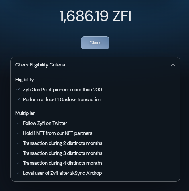 0xSimony's tweet photo. Réclamez vos $ZFI de @Zyfi_org

Ici : https://t.co/wavfbiCC5Z

(j'ai été éligible à 1,686 $ZFI ≈ 74$)

Si vous stakez directement vos $ZFI -> $stZFI, vous serez éligible à un bonus (je peux donc réclamer 3,387 $stZFI)

Sinon, vous pouvez les déposer sur @PancakeSwap pour obtenir des $ZK (actuellement 773% d'APR)

Ici : https://t.co/BEP853geBJ