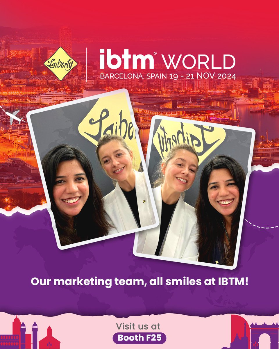 liberty_itg's tweet photo. Meet Sandrina & Varsha at IBTM Barcelona! Catch their energy and more at Booth F25
.
.
.
.
.
#LibertyAtIBTM #Libertytourism #Libertygroup #ifkgbg #WINTER #IBTM2024 https://t.co/LK8JVpbHFd