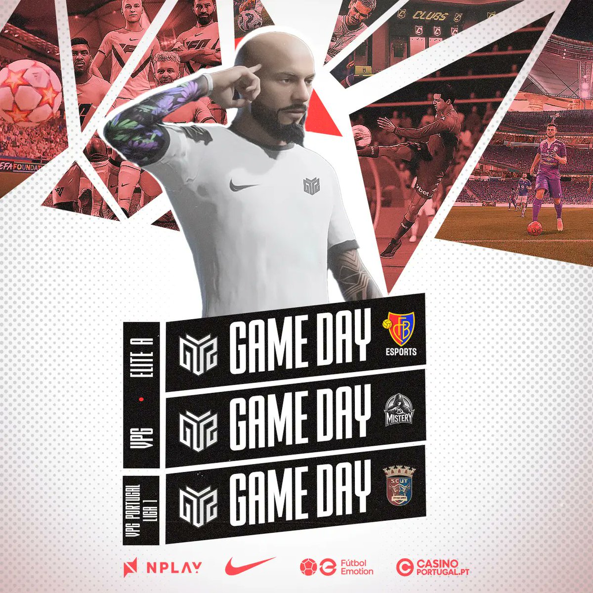 Noite de competição em EAFC Clubs no relvado da <a href="/OfficialVPG/">Virtual Pro Gaming</a> / <a href="/VPGEurope/">Virtual Pro Gaming | Europe</a> e <a href="/VPG_Portugal/">VPG Portugal</a> ⚽

👉 VPG Elite A
🆚: <a href="/fcbasel_esports/">FC Basel 1893 E-Sports</a>
🕒: 20:45H
🆚: <a href="/MisteryFIFA/">Mistery</a>
🕒: 21:15H

👉 VPG Portugal
🆚: <a href="/TheDarkAngelsEs/">The Dark Angels eSports</a>
🕒: 22:15H

Vemo-nos no relvado 👊

#RespectAllFearNone