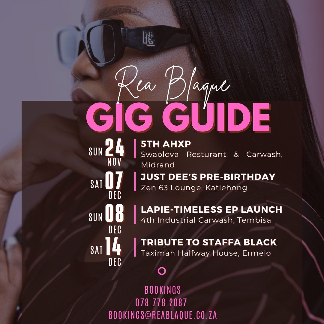 Upcoming gigs - Midrand, Katlehong, Tembisa and Ermelo 

Let’s play house 🎶🎶