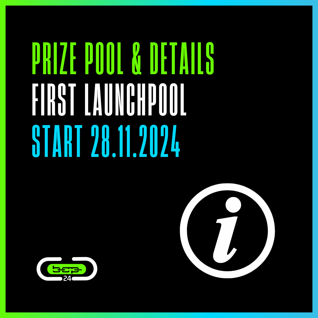 ℹ Details of the first Launchpool: 
🔹Prize Pool: 500USDC 
🔸Duration: 48h 
🔹Limit of users: max. 100 
🔸Limit of frozen BCP24: minimum 10,000 and maximum 100,000 per user. 

📢The prize pool is divided proportionally to the number of tokens participating in Launchpool.