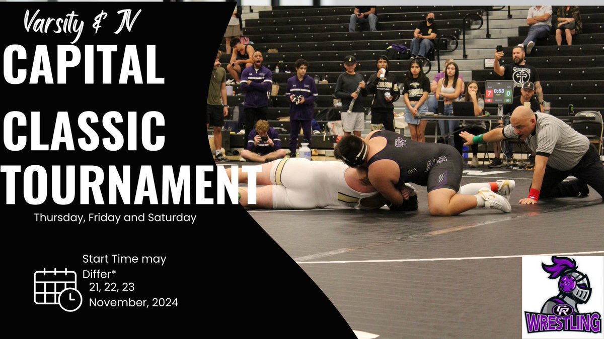 Please join us this week @ the Delco Center! JV will wrestle on Thursday and Varsity will wrestle on Friday and Saturday! #WeareCR <a href="/CoachSilvas/">Coach Silvas M.S</a> <a href="/CedarRidgeHigh/">CRHS</a>