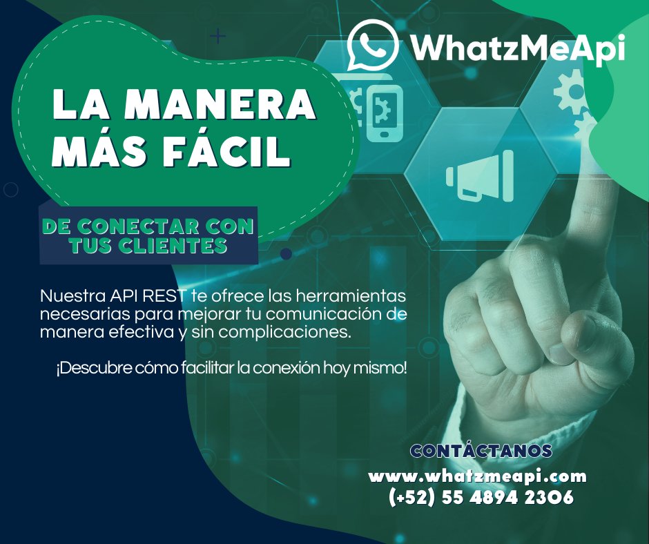 MeWhatz's tweet image. 🌟 ¡La forma más sencilla de conectar con tus clientes! 🌟
Nuestra API REST te proporciona las herramientas para optimizar tu comunicación.
🔗 Mejora tus interacciones y ofrece una experiencia excepcional.
wa.link/7m588k
#API #Comunicación #WhatzMeApi