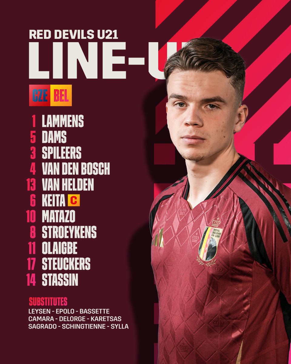 RoyalBelgianFA's tweet image. The 11 young Devils starting in the second leg. 🇨🇿🇧🇪 #CZEBEL #U21EURO