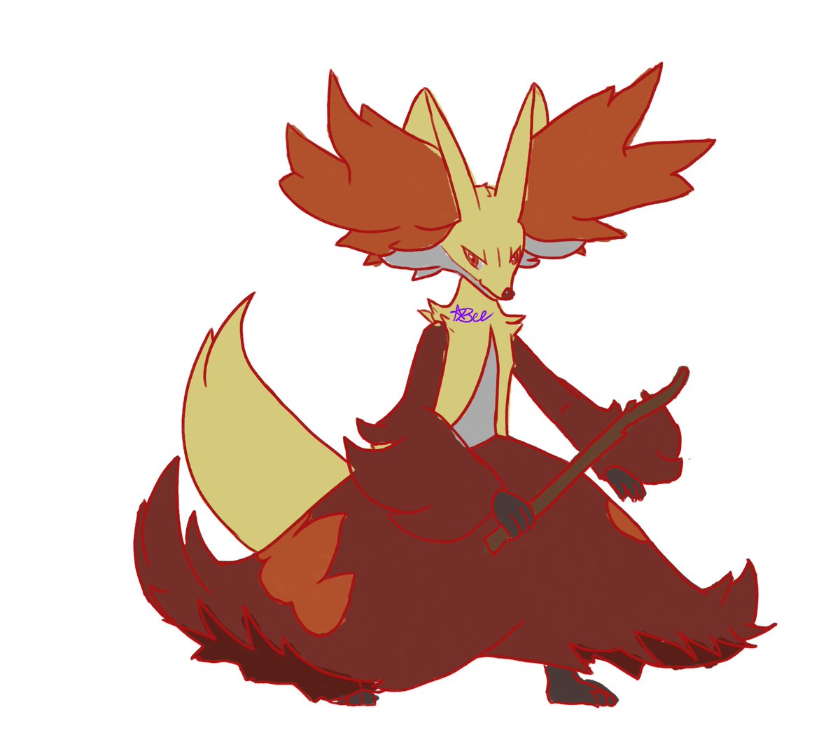 stellaluxstudio's tweet photo. Sketched over a 3D render i did of delphox... guess who she's looking at #ZenlessZoneZero https://t.co/Q7jAnBi5lp