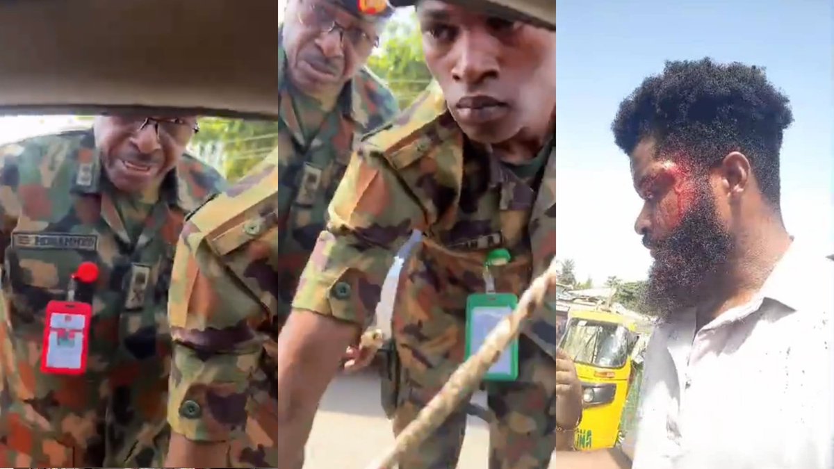 Sahara Reporters (@saharareporters) on Twitter photo Nigerian Army (<a href="/HQNigerianArmy/">Nigerian Army</a>) Major General, Escorts Brutally Assault Couple For 'Overtaking Their Vehicle', Attack Female Partner For Recording Encounter | Sahara Reporters bit.ly/3CB1mxj Nigerian Army (<a href="/HQNigerianArmy/">Nigerian Army</a>) Major General, Escorts Brutally Assault Couple For 'Overtaking Their Vehicle', Attack Female Partner For Recording Encounter | Sahara Reporters bit.ly/3CB1mxj