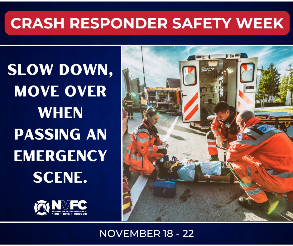 Day 2 of Crash Responder Safety Week: Driver education is key! Know and follow your state’s Move Over laws. When you see responders, reduce speed and move over if possible, to keep them safe. Let’s all work together to protect those on the roadside! #CRSW #MoveOver