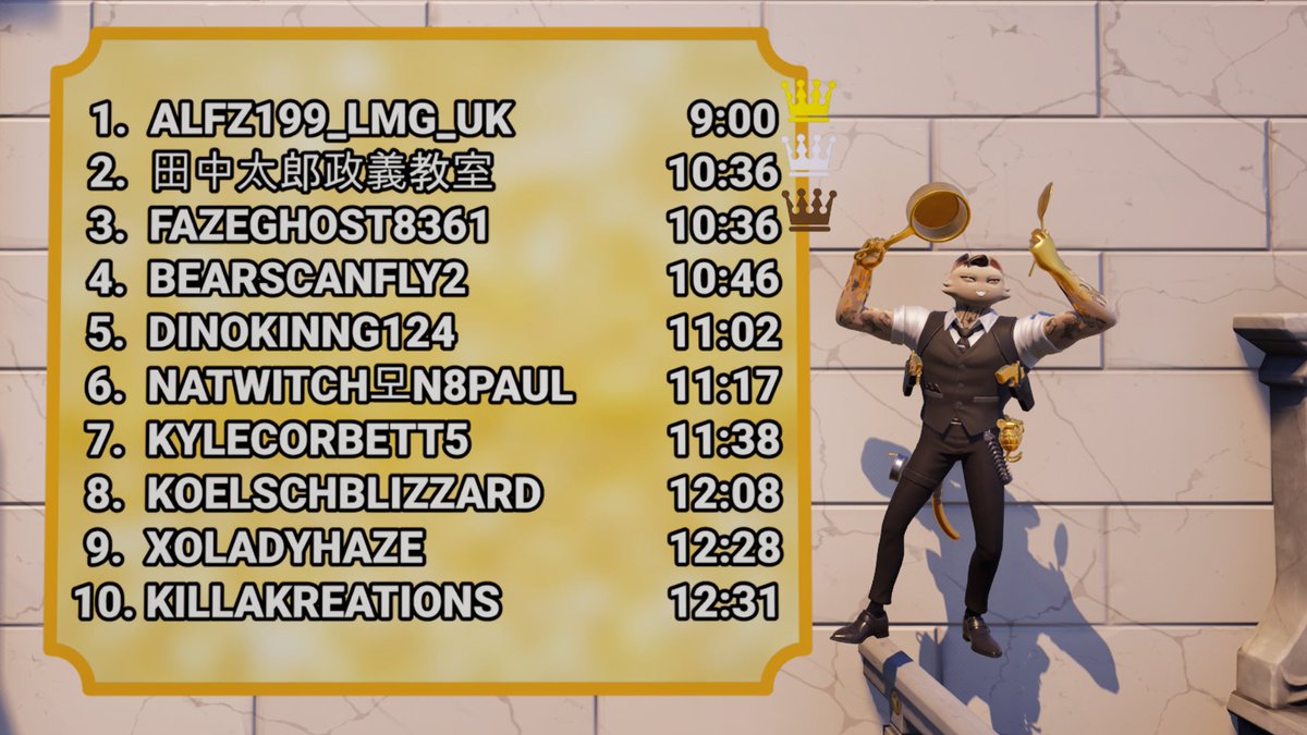 midnightmoondev's tweet image. 🏆 Leaderboards Updated! 🏆

🚨 Tie Alert! 🚨 Two players crushed the main levels with an insane time of 10:36! Can YOU break the tie and claim the top spot? 🕒💪

🔥 Prove your skills and make your mark! 🔥 Play now with #IslandCode: 0874-5735-0999

#FortniteParkour