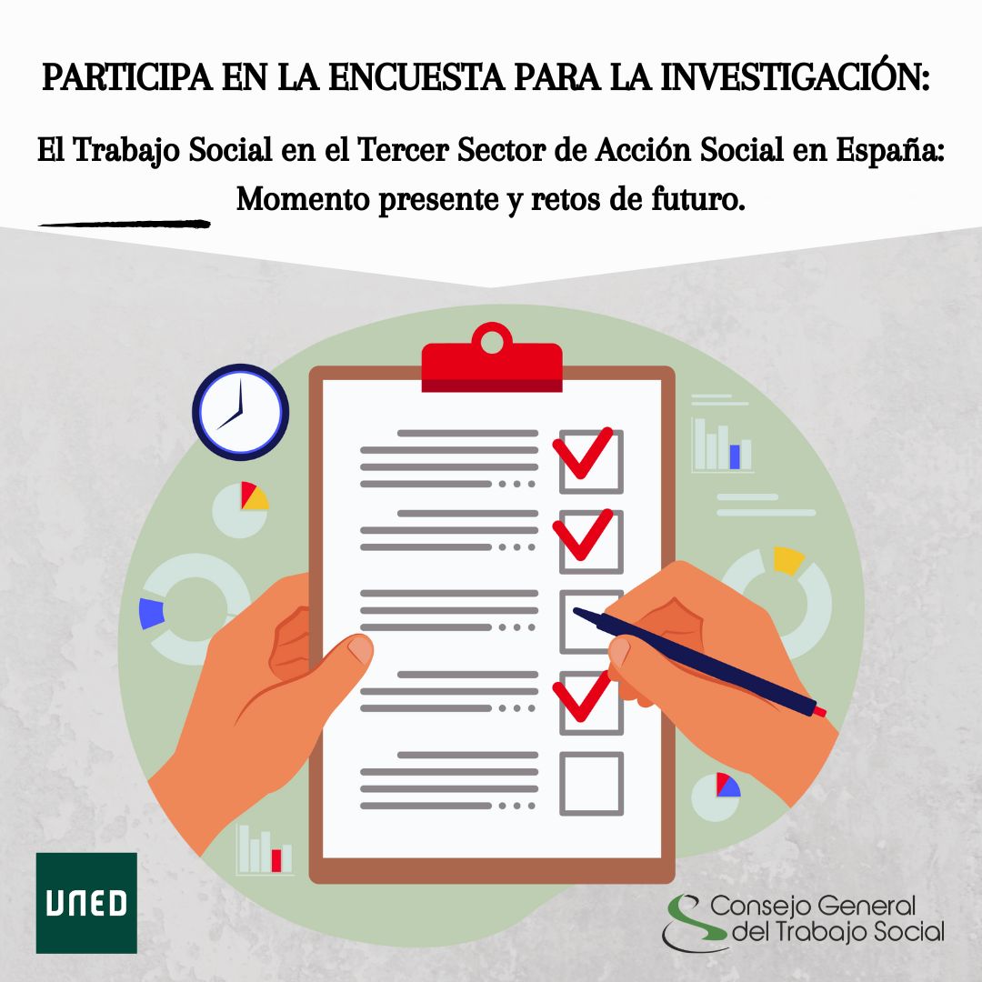 📢 ¿Eres trabajador/a social en el Tercer Sector?

Participa en la investigación "El Trabajo Social en el Tercer Sector en España: momento presente y retos de futuro".

📑Estudio en colaboración con la <a href="/UNED/">UNED</a> , que busca fortalecer nuestro papel en las entidades del Tercer Sector