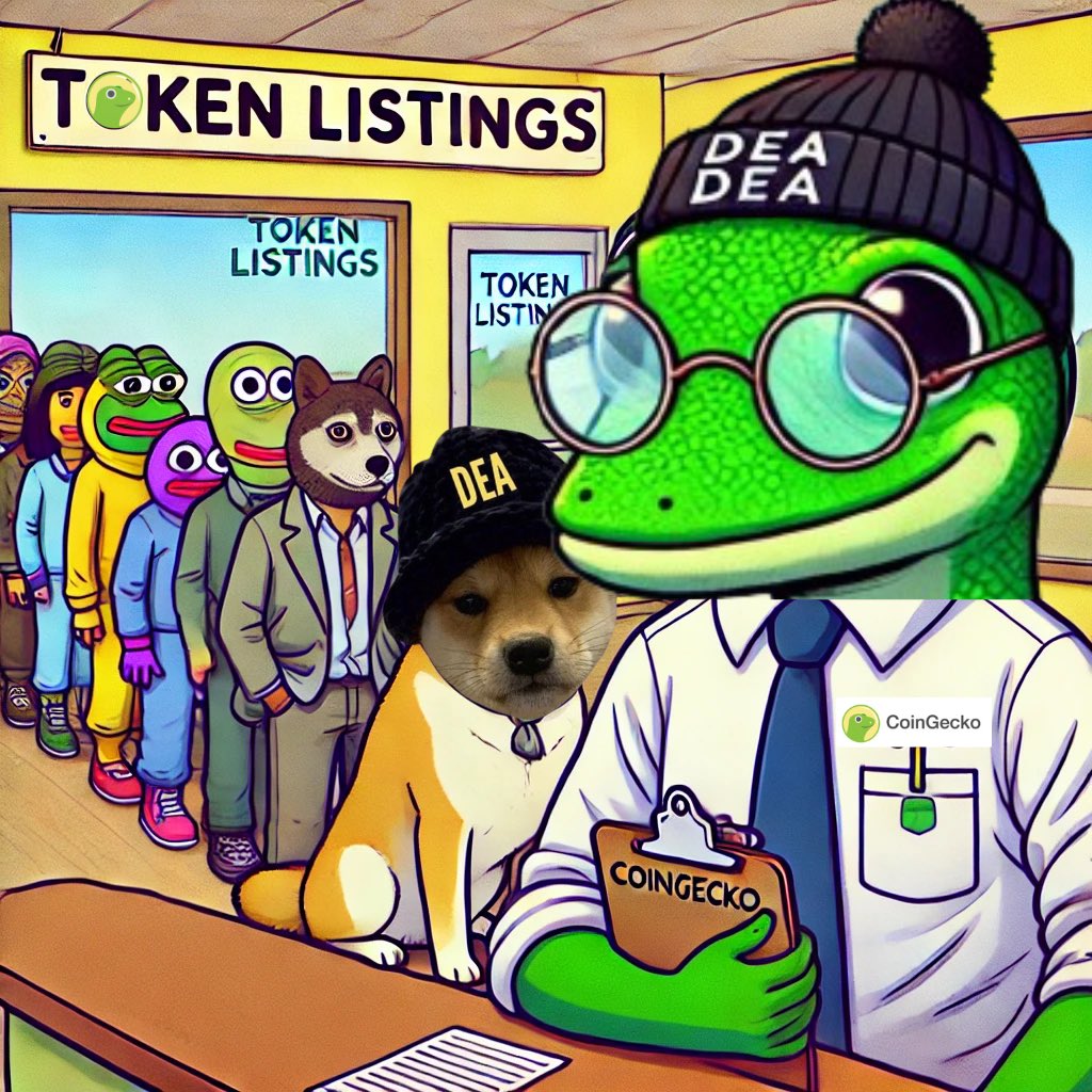 DEAonSolana's tweet photo. The line’s long, the stakes are high, 🦴

but $DEA is ready to shine. 🐕

@coingecko, are we next in line? 💚

Day 10 of memes until we’re listed 🏆 https://t.co/7K00G6g34Z