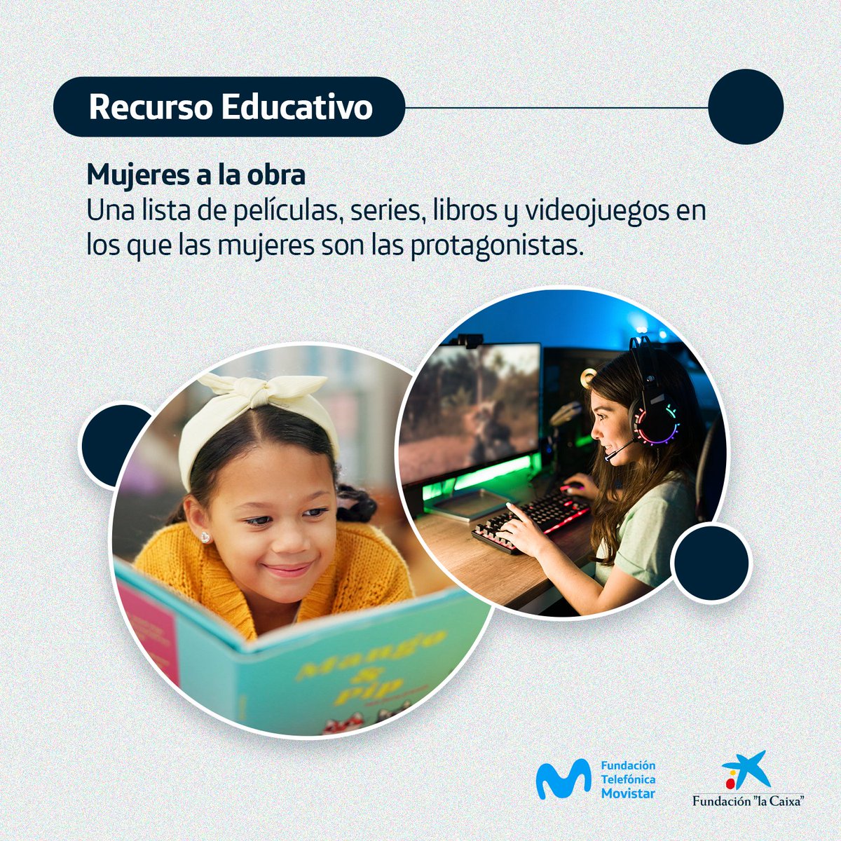 ¡Atención, docentes! 🤓
Comparte con tus estudiantes la historia de mujeres valientes y seguras de sí mismas 🙌🏻 en diversas películas, series, libros y videojuegos donde llevaban el rol principal 🦸🏻‍♀️.

✅Descarga el recurso aquí: educared.fundaciontelefonica.com.pe/aula/mujeres-a…
