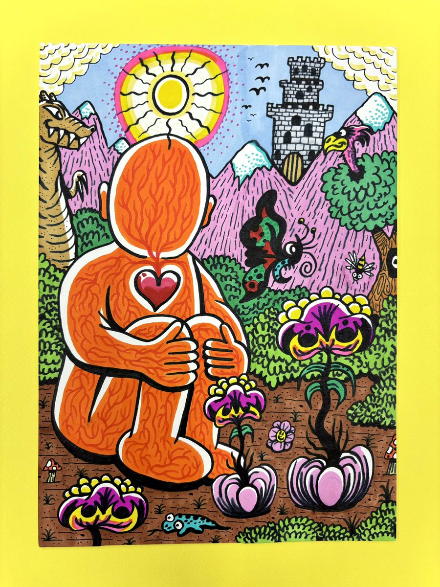 Pondering Life and Appreciating the Garden 🪴☀️

10.5x8” ink and marker on illustration board.