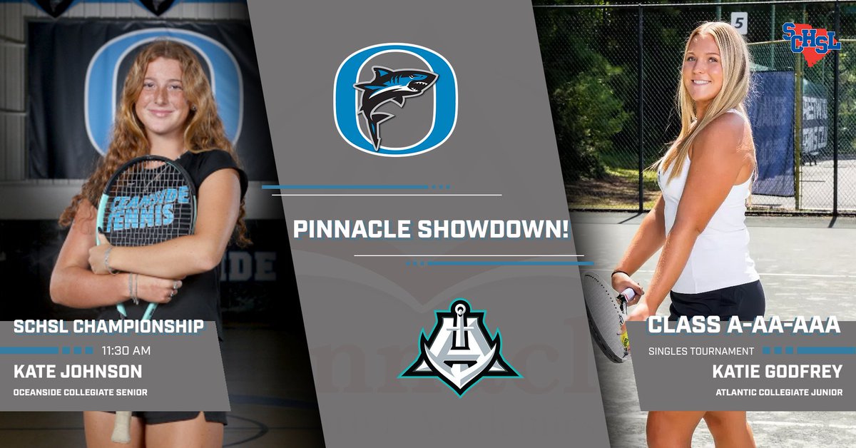A showdown for the ages. Undefeated OCA Senior Kate Johnson vs. Undefeated ACA junior Katie Godfrey for the <a href="/SCHSL/">SCHSL</a> A-AA-AAA individual state title. Match is set for an 11:30 am at the Cayce Tennis Center.
