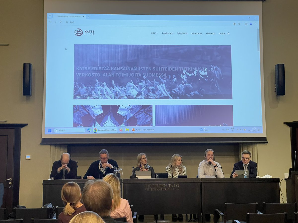 JuliaBethwaite's tweet photo. A panel discussion about international order and its challengers to kickstart the networking event organized by @KATSE_FISA @Ulkoministerio @DefenceFinland in Helsinki today https://t.co/Y5NS4JfOwF