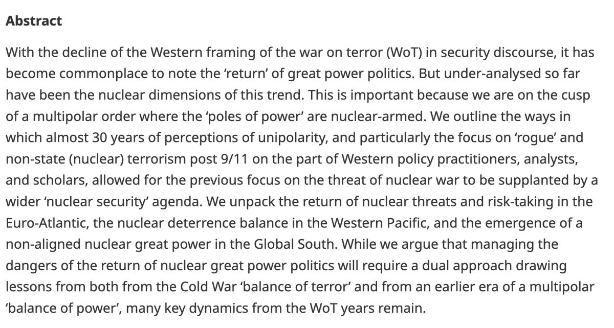 European Journal of International Security (@ejintsec) on Twitter photo Brand new and open access: 'The return of nuclear great power politics (or why we stopped worrying about terrorists and the bomb)' from <a href="/andrewfutter/">Andrew Futter</a> and <a href="/DrBeeZee/">Benjamin Zala</a>.
💣📚 Read here: cambridge.org/core/journals/… Brand new and open access: 'The return of nuclear great power politics (or why we stopped worrying about terrorists and the bomb)' from <a href="/andrewfutter/">Andrew Futter</a> and <a href="/DrBeeZee/">Benjamin Zala</a>.
💣📚 Read here: cambridge.org/core/journals/…