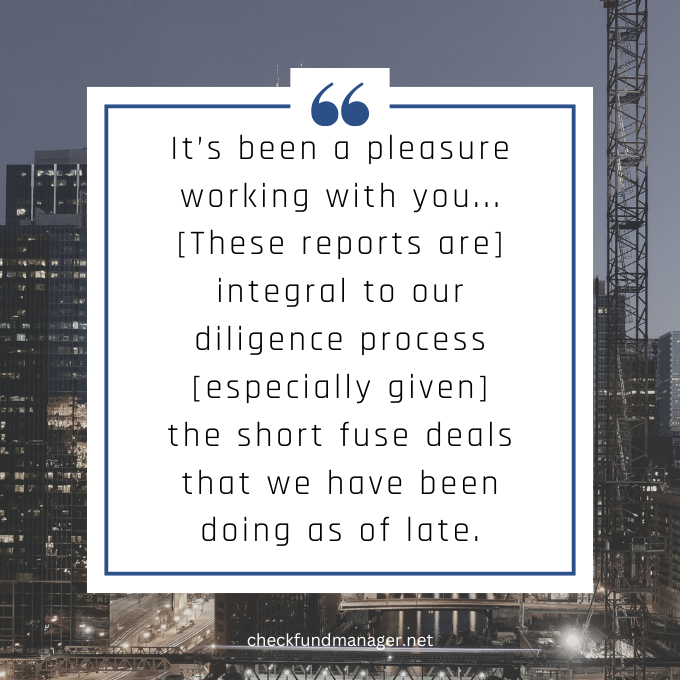 CheckFundMgr's tweet photo. We Appreciate Client Feedback!

We’re honored to help our clients with their #duediligence so they can invest with confidence.

At #CheckFundManager, your satisfaction is our top priority! 
Partner with us today: https://t.co/ikdc2JmH6S

#TestimonialTuesday #cfmtestimonials https://t.co/7mAU1Ez9pQ
