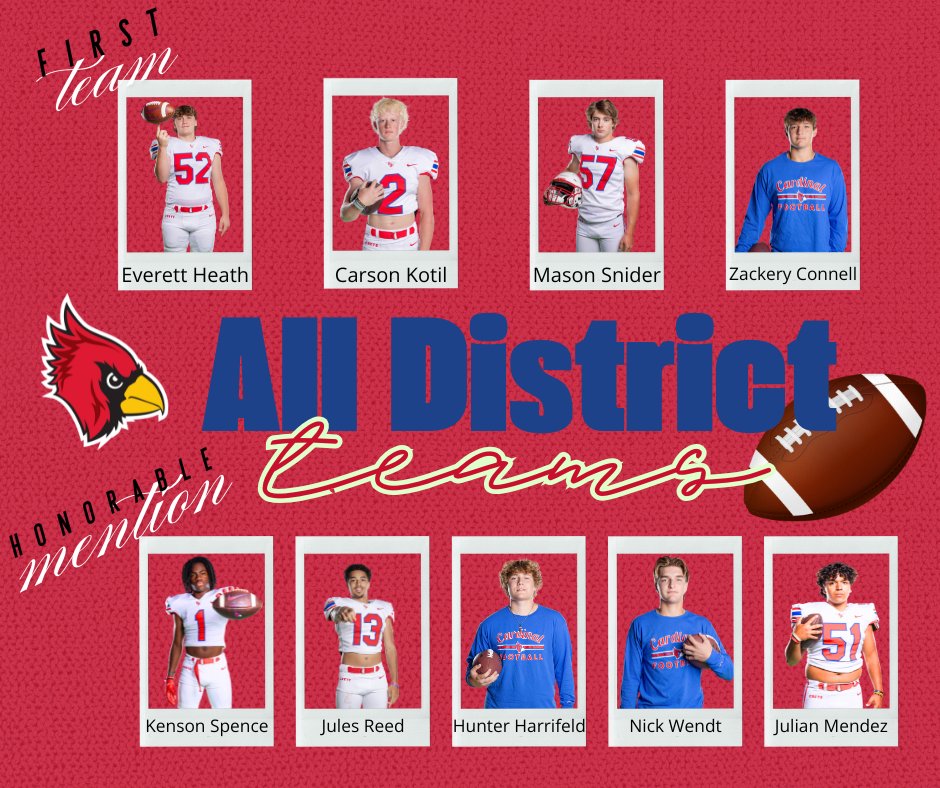 Huge Congratulations to the football players who made the All District teams!  #CreteCardinals #AllDistrictFootball #Hardworkpaysoff