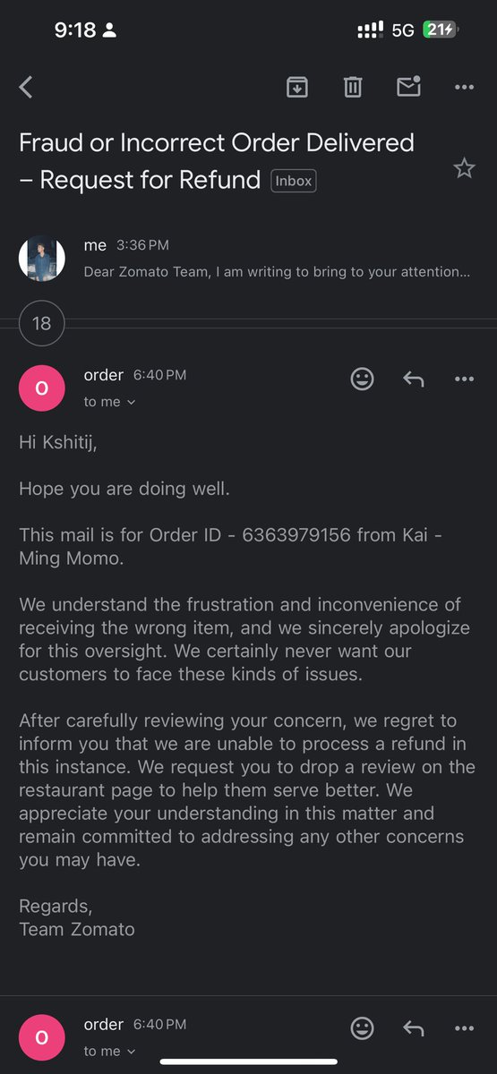 _____slimshady's tweet photo. Why I’m Done with Zomato

I’m compelled to share my disappointing experience with @zomato @zomatocare I ordered anar juice for a cancer patient, but instead, I received an adulterated product that wasn’t even close to what I ordered. Despite providing clear evidence and repeated https://t.co/IL9GBR8W2q