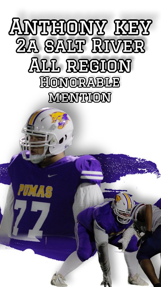 SequoiaAth24's tweet photo. Congratulations 2026 OL Anthony Key on making Honorable Mention for 2A Salt River Region.#GoPumas https://t.co/uC4CcsHCki
