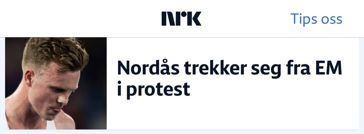 TulleNews's tweet photo. EM i protest går dessverre uten Narve Gilje Nordås på startstreken ifølge @NRKno https://t.co/qPe4MJ9ed6