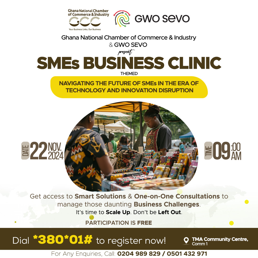gwosevo_'s tweet image. Join us on 22nd November 2024 at the TEMA Community Centre, Comm 1, for the SMEs Business Clinic at 9:00 AM. Get smart solutions and one-on-one consultations to grow your business. Participation is FREE! Dial *380*01# to register. #SMEsBusinessClinic #ScaleUp #TechAndBusiness
