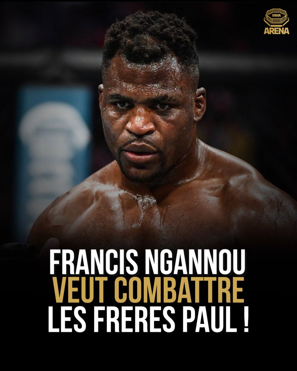 MMArena_'s tweet photo. 🚨🚨 LE CHAMPION DU PFL FRANCIS NGANNOU DIT POUVOIR PRENDRE LES DEUX FRÈRES JAKE ET LOGAN PAUL DANS UNE CAGE !!

🗣️ « Peut-être que si on mettait les deux freres Paul dans une cage et qu’ensuite on la fermait à clefs, alors là on pourrait faire quelque chose. »

Via TMZ https://t.co/Zc3qVn2HiZ
