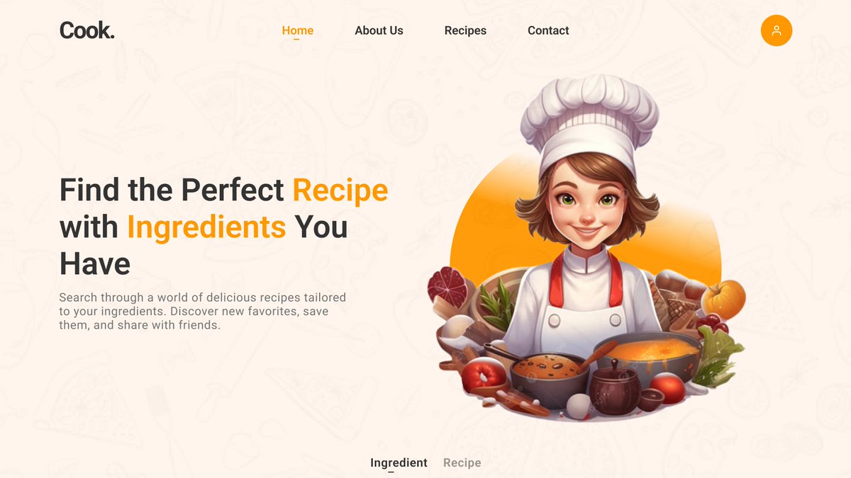 ayomikuncaleb's tweet photo. "Here’s a clean and fun UI/UX design for *Cook.* 🍳✨  

A recipe platform where users can search by ingredients, explore dishes, and share their own!  

Thoughts? Feedback is welcome! 👨‍🍳  

#UIDesign #UXDesign #RecipePlatform #WebDesign" https://t.co/YyxjjH4DhL
