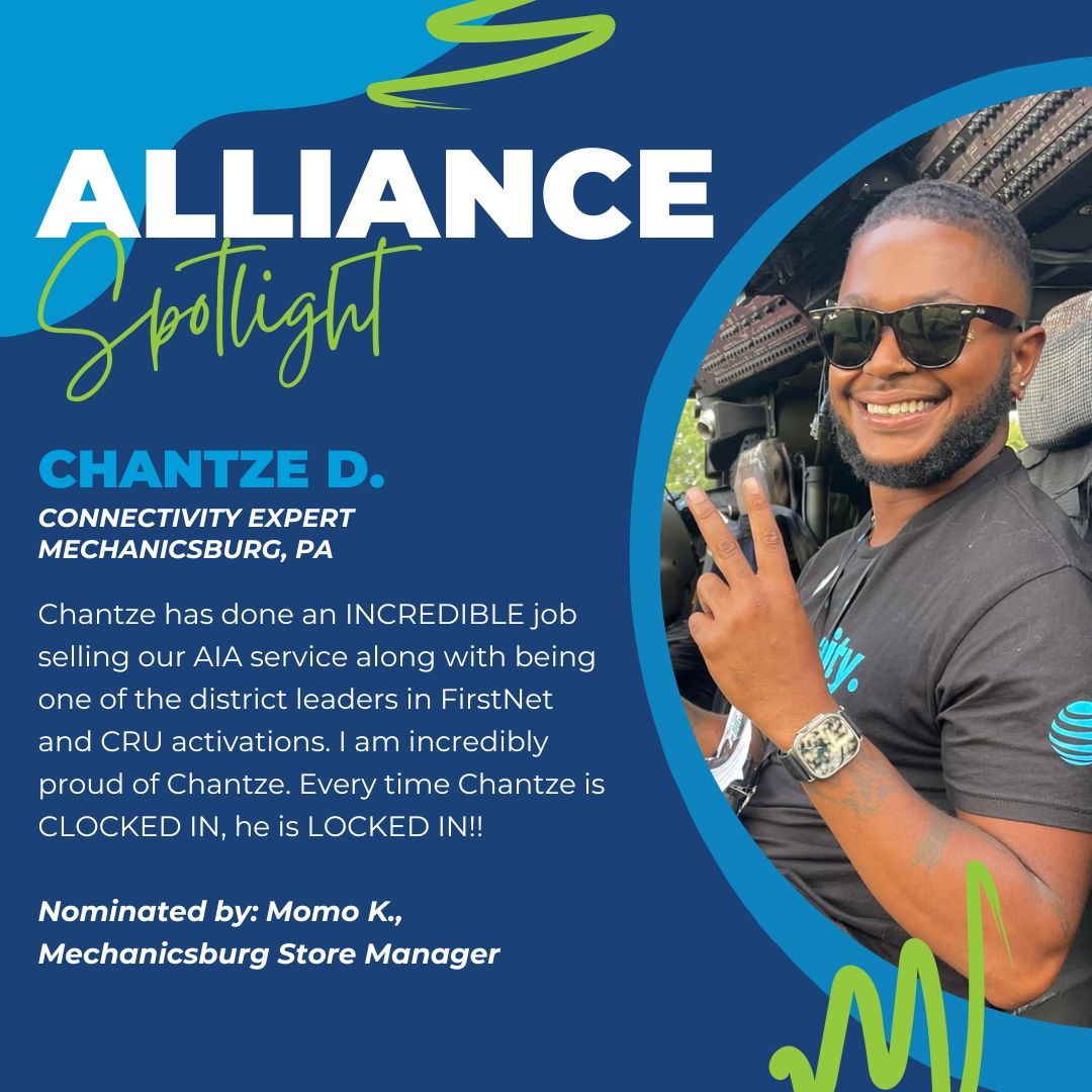 Today we shine the #AllianceSpotlight on Chantze from Mechanicsburg, PA! His manager, Momo, is incredibly proud of the work Chantze has put in for our guests. Way to go!