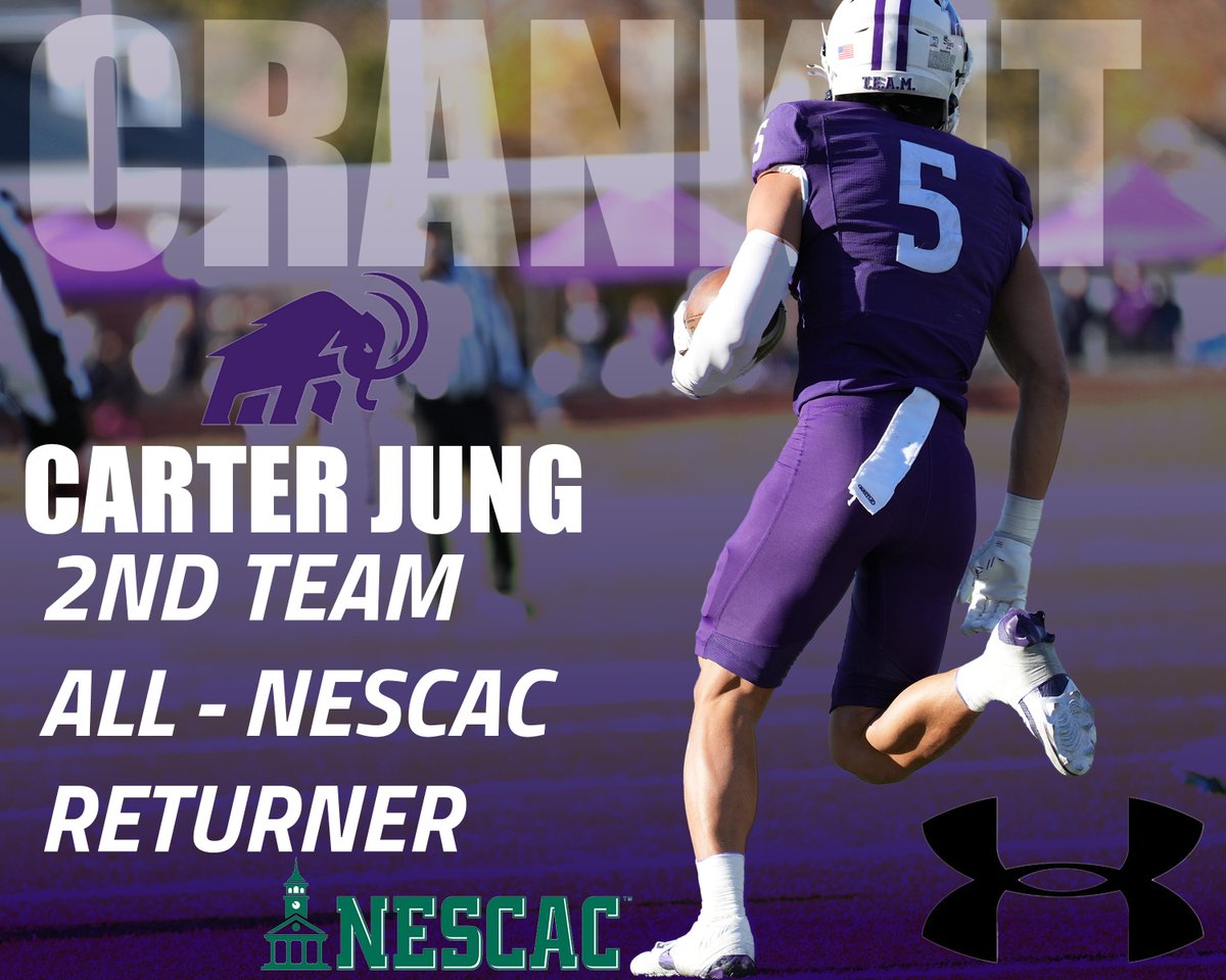 Congrats to our All-NESCAC recipients
1st Team Linebacker - JR Luke Harmon

2nd Team Returner - JR Carter Jung 

#CRANKIT #TEAM143