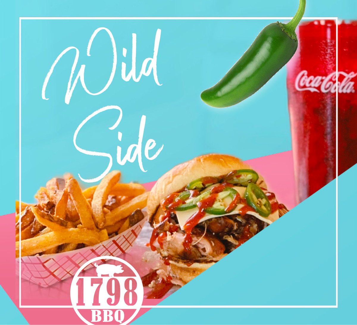 Who’s ready for a Wild Side? Our slow smoked pulled chicken piled high in a toasted brioche bun and topped with ooey gooey melted pepperjack cheese, fresh jalapeños and our house-made spicy sauce. Give it a try the next time you order. 
.
#chickensandwich #spicychickensandwich