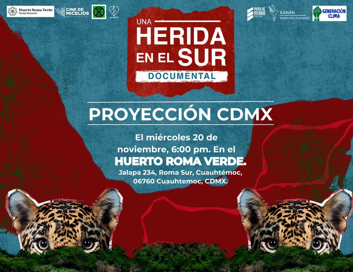 aurel_gt's tweet photo. ¿Cuáles son los impactos del mal llamado #TrenMaya? 

Mañana #miércoles nos vemos en el @HuertoRomaVerde para ver el documental “Una Herida en el Sur” realizado por y con comunidades locales. 

Escuchar las voces de quienes viven allá es fundamental para entender las realidades. https://t.co/6sxJIS7W2r