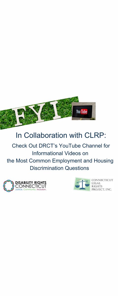 For answers to common housing and employment questions visit the DRCT YouTube Channel:
youtube.com/@disabilityrig…