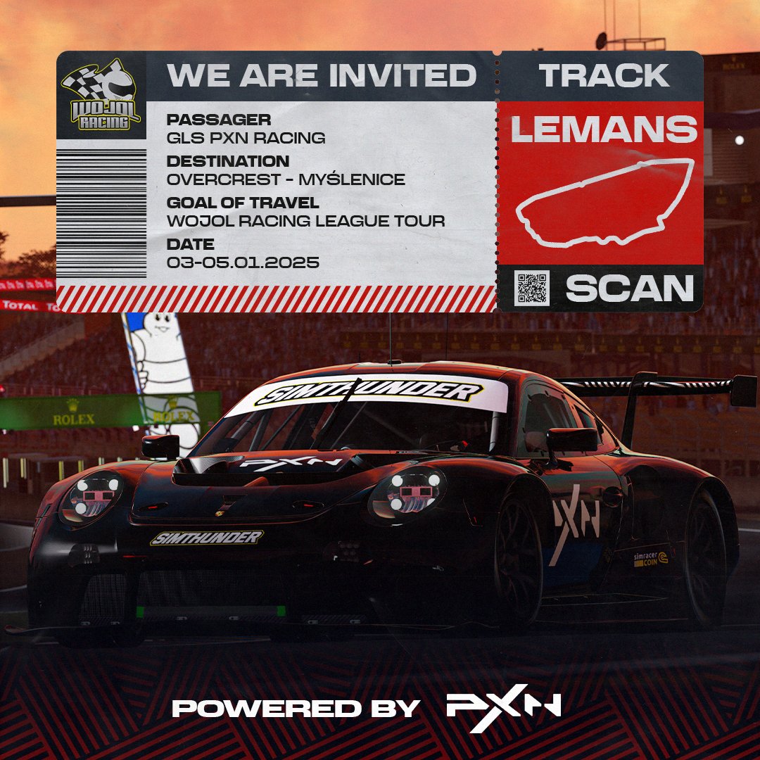 WeDriveSN's tweet photo. 🎉 LAN vibes incoming! 🏁 We’re racing the legendary 24H of Le Mans in GTE class at Overcrest SIM &amp; RALLY in Myślenice 🇵🇱, organized by Wojol Racing . 💪 Let’s take this endurance battle to the next level! 🚗🔥 #SimRacing #LeMans24H #WojolRacing #PXN https://t.co/NWRACZFEPM