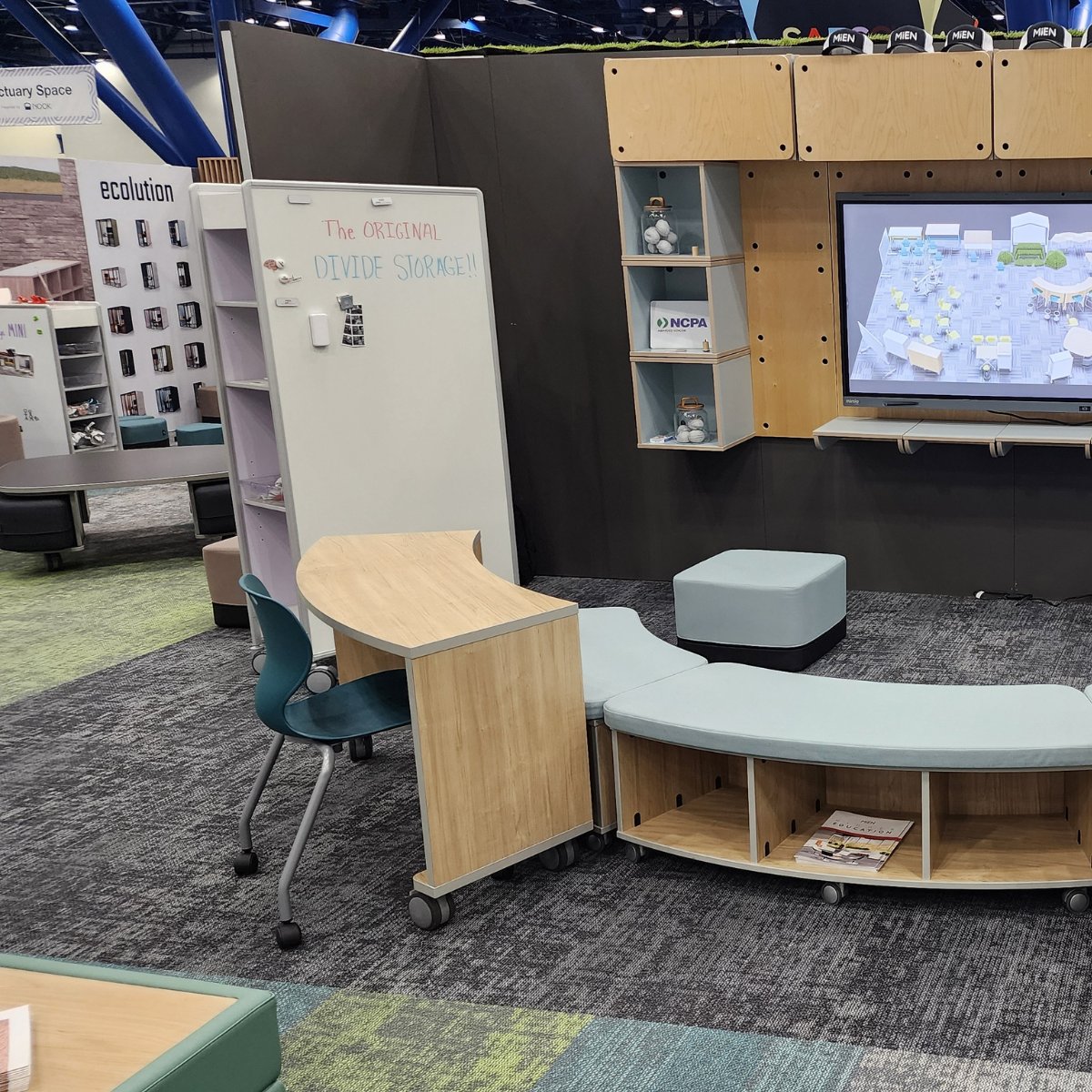 miencompany's tweet photo. Our new and innovative products from the MiEN booth at #EDspaces! Stay tuned for more information! #MiEN #SchoolDesign #SchoolFurniture #EDspaces2024 https://t.co/OHJMlnjNjj