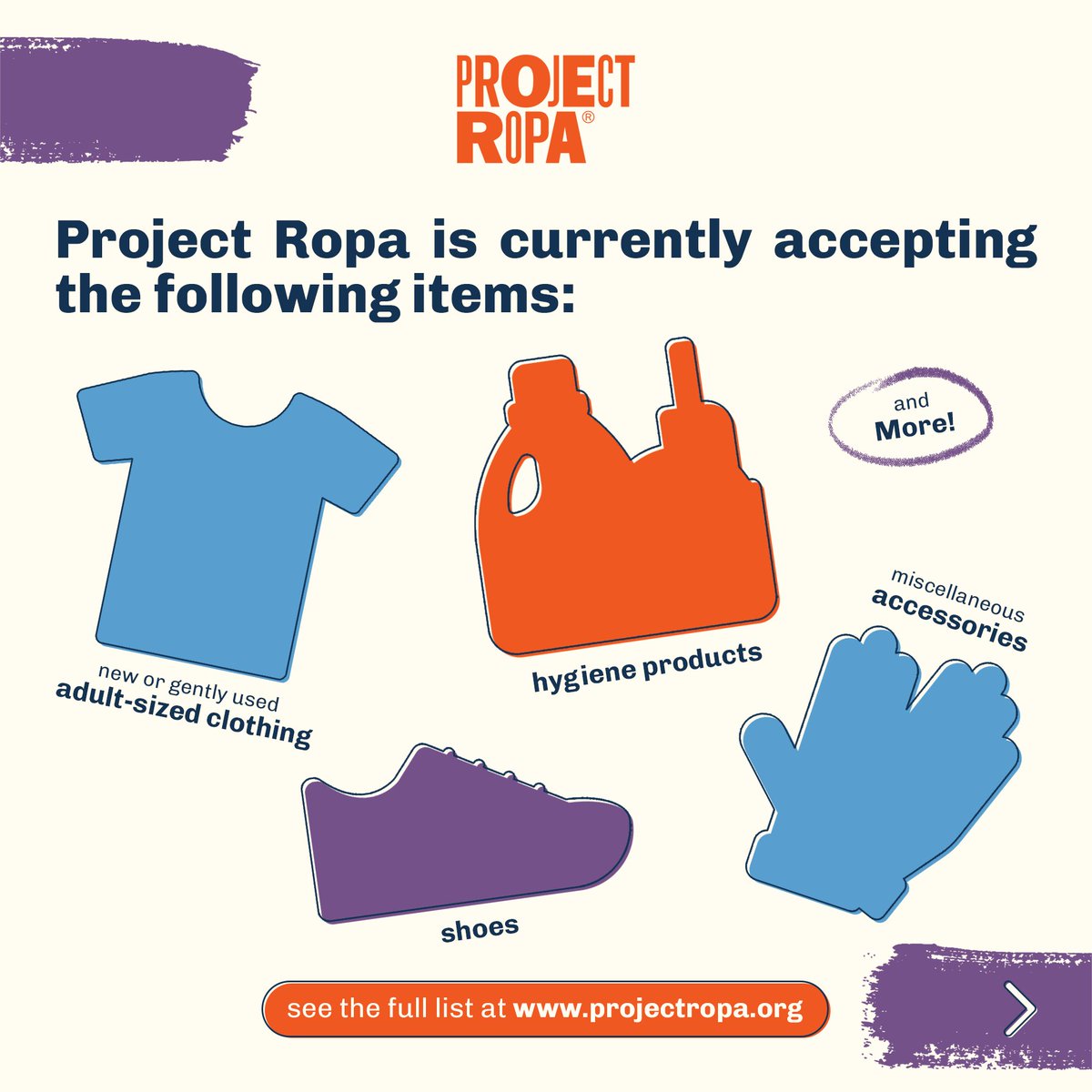 Earth Angel (@earthangelsets) on Twitter photo <a href="/TheGreenShot_/">TheGreenShot</a> <a href="/ProjectRopa/">Project Ropa®</a> Project Ropa is currently accepting:
👕 New & gently used adult-sized clothing
👠 Shoes
🪒 Hygiene products
🧤 Accessories & more!
🧵 3/4 <a href="/TheGreenShot_/">TheGreenShot</a> <a href="/ProjectRopa/">Project Ropa®</a> Project Ropa is currently accepting:
👕 New & gently used adult-sized clothing
👠 Shoes
🪒 Hygiene products
🧤 Accessories & more!
🧵 3/4
