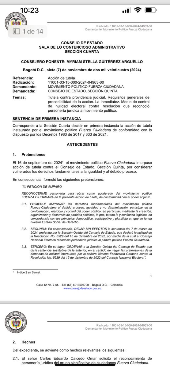 PoloDiazG's tweet photo. El @consejodeestado le acaba de decir a @fzciudadana: "¡Ustedes no son partido!". Con el fallo se va la esperanza del billetico que significa ser partido político en Colombia. https://t.co/IKWkESn0pA