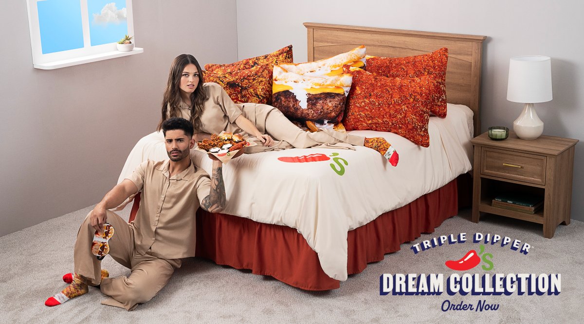 Yes… we made a bedding collection about our most iconic menu item ever, you're welcome. Shop the Triple Dipper Dream starting Thursday at welcometochilis.com