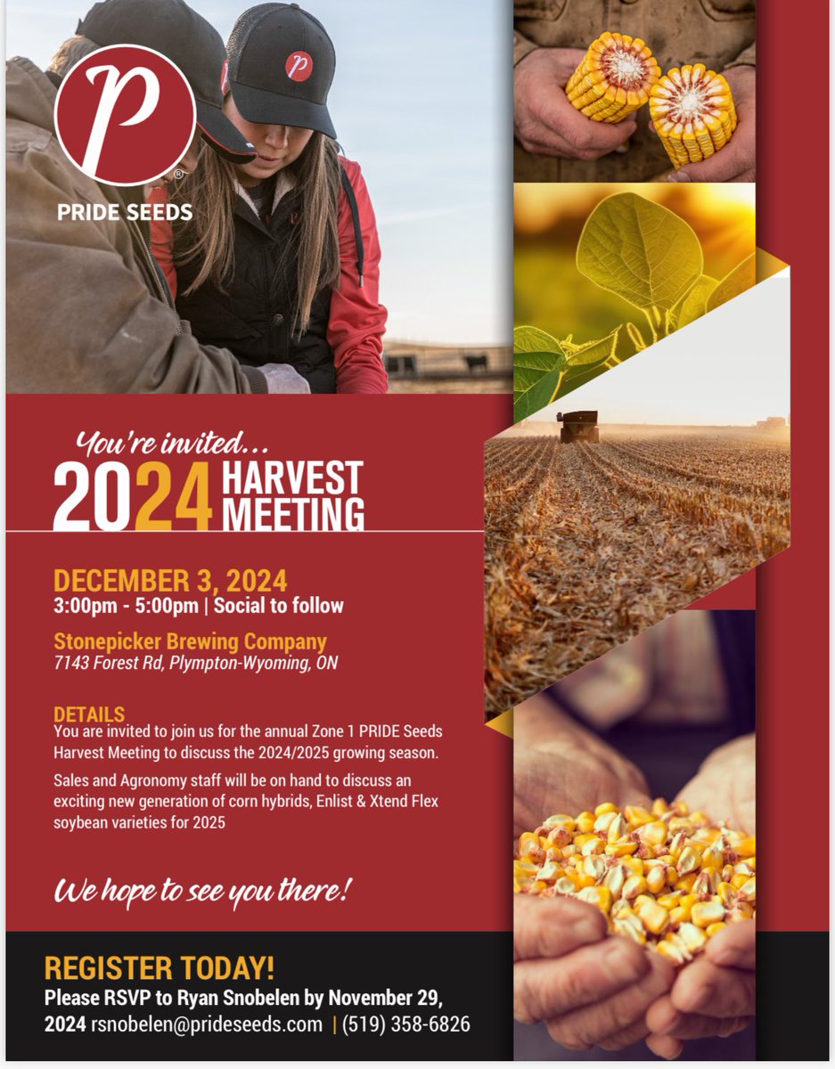 Steph Myslik CCA-ON (@murdoch_steph) on Twitter photo <a href="/PRIDESeeds/">PRIDE Seeds</a> Harvest meetings are fast approaching! Join <a href="/RyanSnobelen/">Ryan Snobelen</a> and myself <a href="/RedBarnBrewin/">Red Barn Brewing Co.</a> Nov 27th or Stonepicker Brewing Dec 3rd to hear the the latest and greatest from the 2024 season. Reserve your seat now! <a href="/PRIDESeeds/">PRIDE Seeds</a> Harvest meetings are fast approaching! Join <a href="/RyanSnobelen/">Ryan Snobelen</a> and myself <a href="/RedBarnBrewin/">Red Barn Brewing Co.</a> Nov 27th or Stonepicker Brewing Dec 3rd to hear the the latest and greatest from the 2024 season. Reserve your seat now!