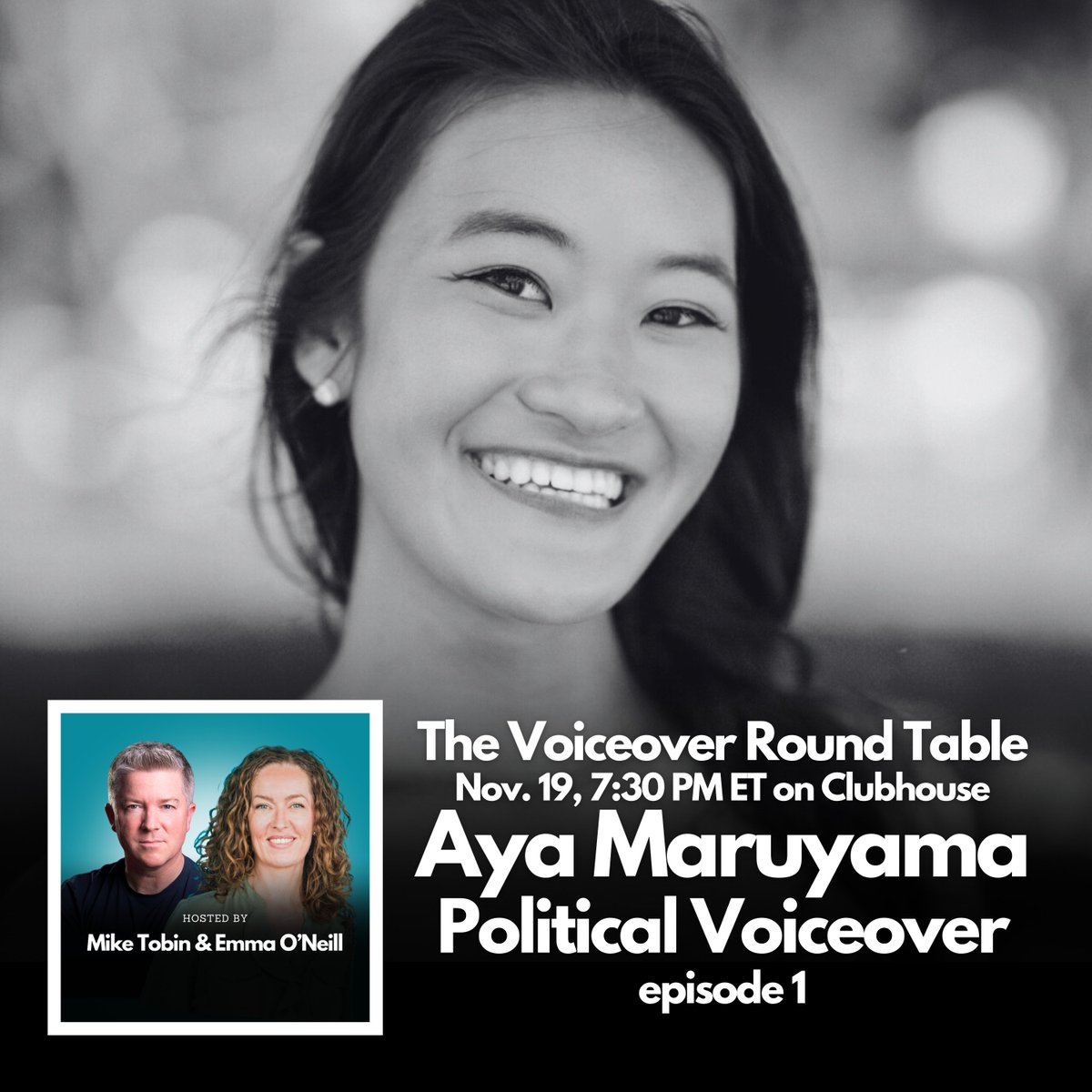Don't miss Aya on the Voiceover Round Table tonight! She'll be recapping the last few months of nonstop political work in this election cycle.

Bring your questions about trends, what was booking, and what comes next. Tune in at 7:30pm ET: clubhouse.com/invite/p7bHVg9…