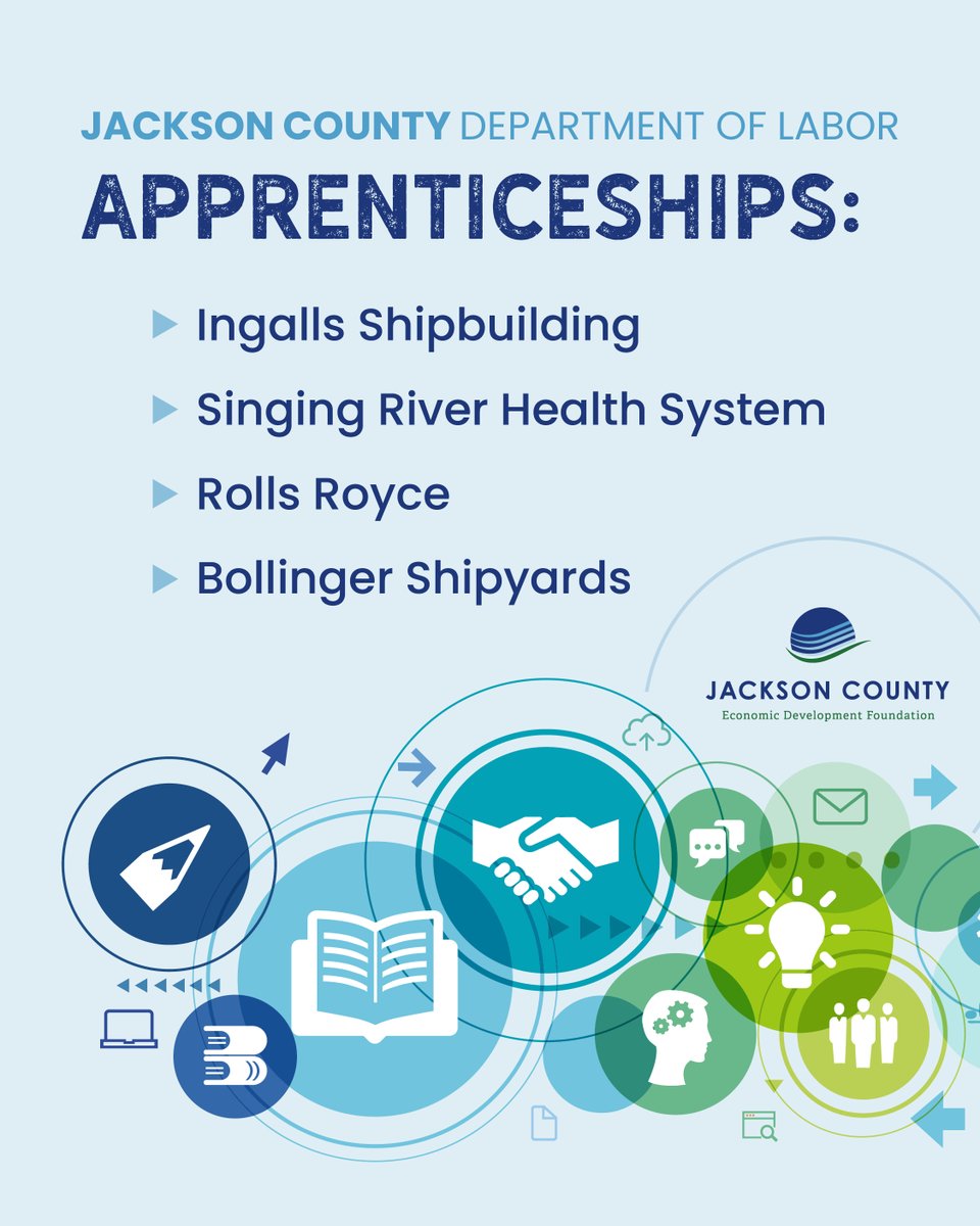 Jackson County Economic Development Foundation (@jacksoncedf) on Twitter photo This week is #NationalApprenticeshipWeek! Jackson County offers 4 <a href="/USDOL/">U.S. Department of Labor</a>-approved apprenticeships at <a href="/HII/">kiss ☆</a>, <a href="/mySingingRiver/">Singing River Health System</a>, <a href="/BollingerShip/">Bollinger Shipyards</a> and <a href="/RollsRoyce/">Rolls-Royce</a>. These programs allow students to gain hands-on experience in addition to classroom learning - all while earning a paycheck. This week is #NationalApprenticeshipWeek! Jackson County offers 4 <a href="/USDOL/">U.S. Department of Labor</a>-approved apprenticeships at <a href="/HII/">kiss ☆</a>, <a href="/mySingingRiver/">Singing River Health System</a>, <a href="/BollingerShip/">Bollinger Shipyards</a> and <a href="/RollsRoyce/">Rolls-Royce</a>. These programs allow students to gain hands-on experience in addition to classroom learning - all while earning a paycheck.