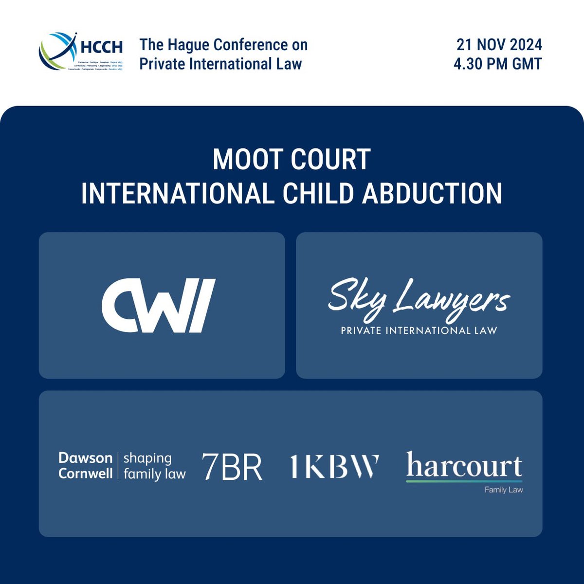 Dawson Cornwell members look forward to taking part in the Hague Conference on Private International Law's moot on international child abduction this Thursday, 21 November. <a href="/HCCH_TheHague/">HCCH</a>