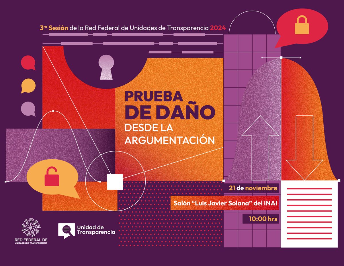 INAImexico's tweet photo. 🔒 3ª Sesión de la Red Federal de Unidades de Transparencia 2024 “Prueba de Daño desde la Argumentación” #RedUT
No te pierdas el diálogo sobre los fundamentos y técnicas para fortalecer la transparencia
📅 21 de noviembre
📍 Salón Luis Javier Solana del INAI https://t.co/3mQCmZiX7e