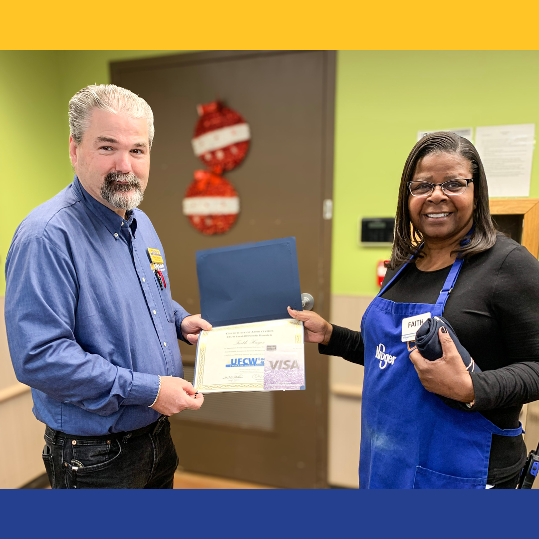 We are proud to honor Faith Hayes, an outstanding shop steward from Kroger #391 in Roanoke, Va., for her tireless efforts to support her fellow union members. Congratulations Faith and thank you for all you do!