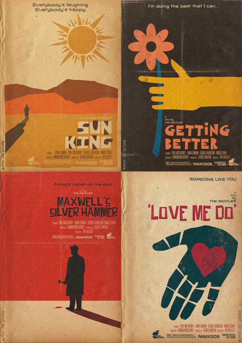 The_Ren1981's tweet photo. Day two of Beatle week. The next four entries in Volume 2 of ‘Rubber Saul’. A series celebrating mid century graphic design by reimagining the songs of The Beatles as old film posters. Keep an eye out throughout the week for the rest, if you’re interested in such things. https://t.co/7FDxD734dc